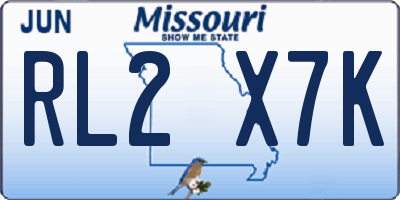 MO license plate RL2X7K