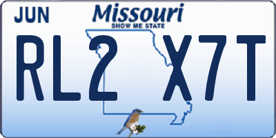 MO license plate RL2X7T