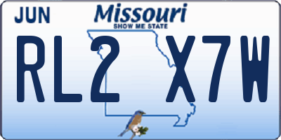 MO license plate RL2X7W