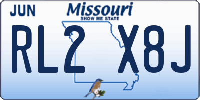 MO license plate RL2X8J