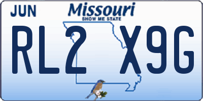 MO license plate RL2X9G