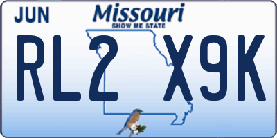 MO license plate RL2X9K