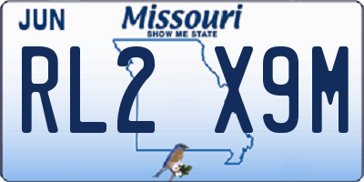 MO license plate RL2X9M