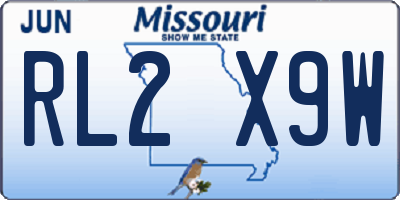 MO license plate RL2X9W
