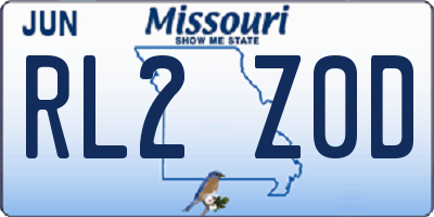MO license plate RL2Z0D