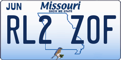 MO license plate RL2Z0F