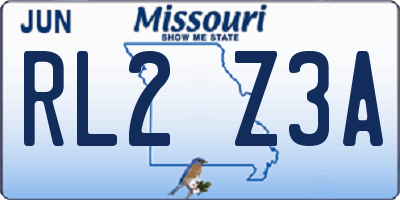 MO license plate RL2Z3A