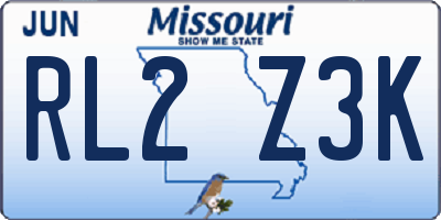MO license plate RL2Z3K