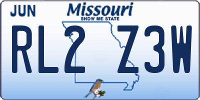 MO license plate RL2Z3W