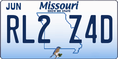 MO license plate RL2Z4D