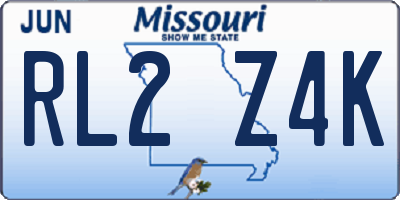 MO license plate RL2Z4K