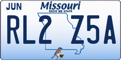 MO license plate RL2Z5A