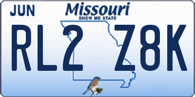 MO license plate RL2Z8K