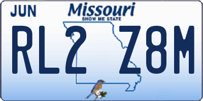 MO license plate RL2Z8M