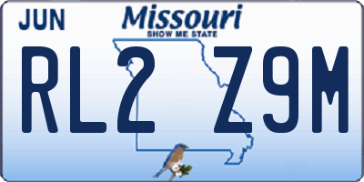 MO license plate RL2Z9M