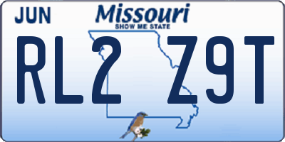 MO license plate RL2Z9T