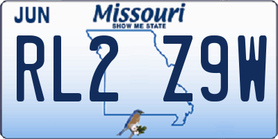MO license plate RL2Z9W