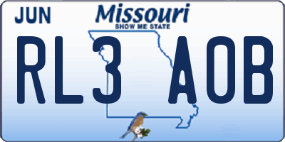 MO license plate RL3A0B