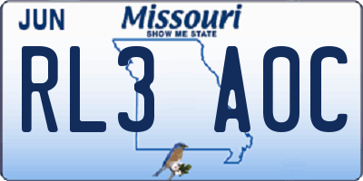 MO license plate RL3A0C