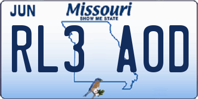 MO license plate RL3A0D