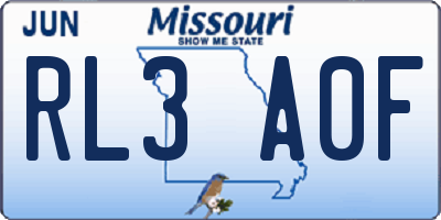 MO license plate RL3A0F