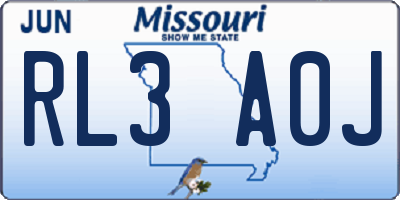 MO license plate RL3A0J