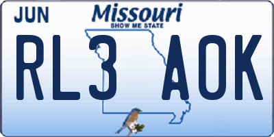 MO license plate RL3A0K