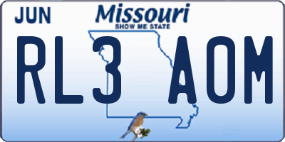 MO license plate RL3A0M