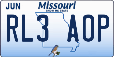 MO license plate RL3A0P