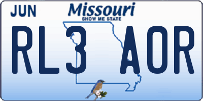 MO license plate RL3A0R