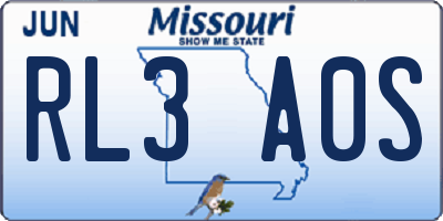 MO license plate RL3A0S