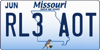 MO license plate RL3A0T