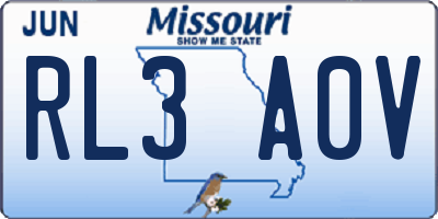 MO license plate RL3A0V