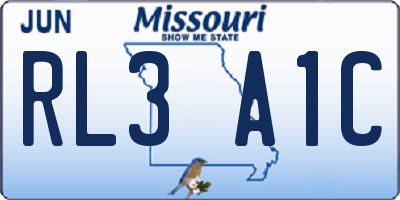 MO license plate RL3A1C