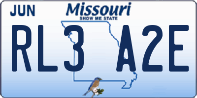 MO license plate RL3A2E