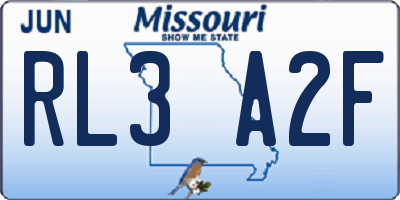 MO license plate RL3A2F