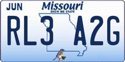 MO license plate RL3A2G