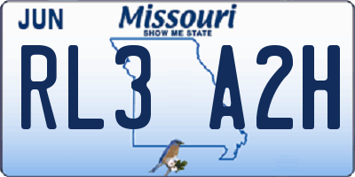 MO license plate RL3A2H