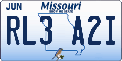 MO license plate RL3A2I