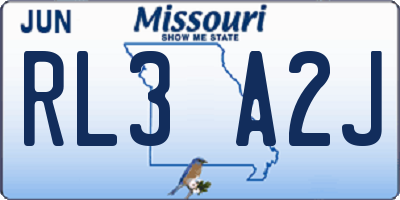 MO license plate RL3A2J