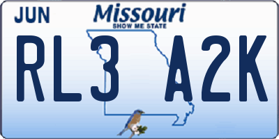 MO license plate RL3A2K