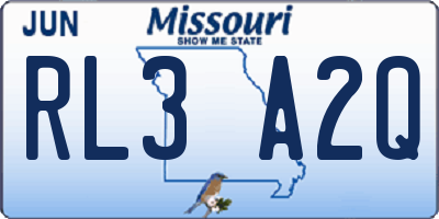MO license plate RL3A2Q