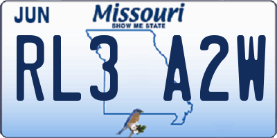 MO license plate RL3A2W