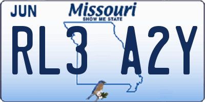 MO license plate RL3A2Y
