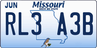 MO license plate RL3A3B