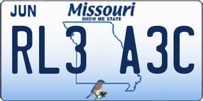 MO license plate RL3A3C