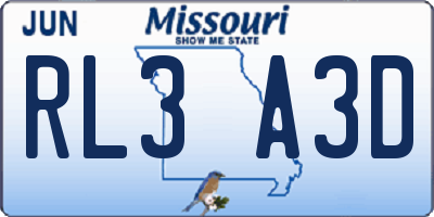 MO license plate RL3A3D
