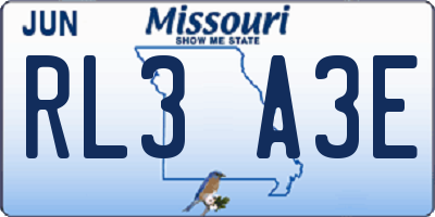 MO license plate RL3A3E