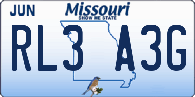 MO license plate RL3A3G