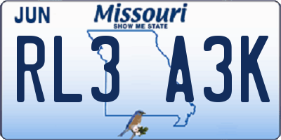 MO license plate RL3A3K